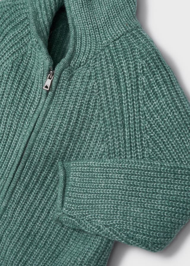 Felpa zip bambina Mayoral tricot verde - ErreGiModaBimbo