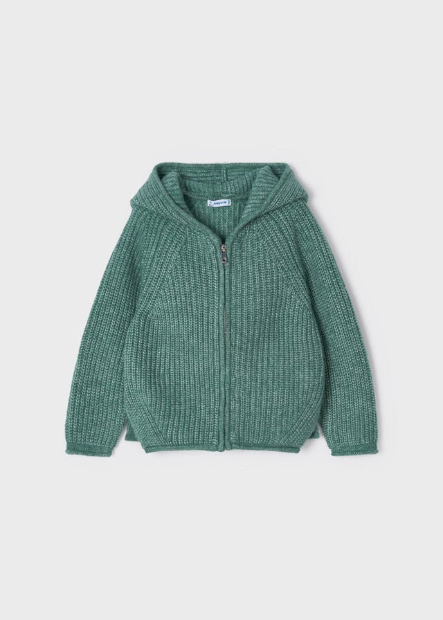Felpa zip bambina Mayoral tricot verde - ErreGiModaBimbo
