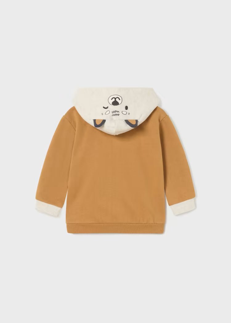 Felpa zip con cappuccio neonato Mayoral caremello faccina - ErreGiModaBimbo