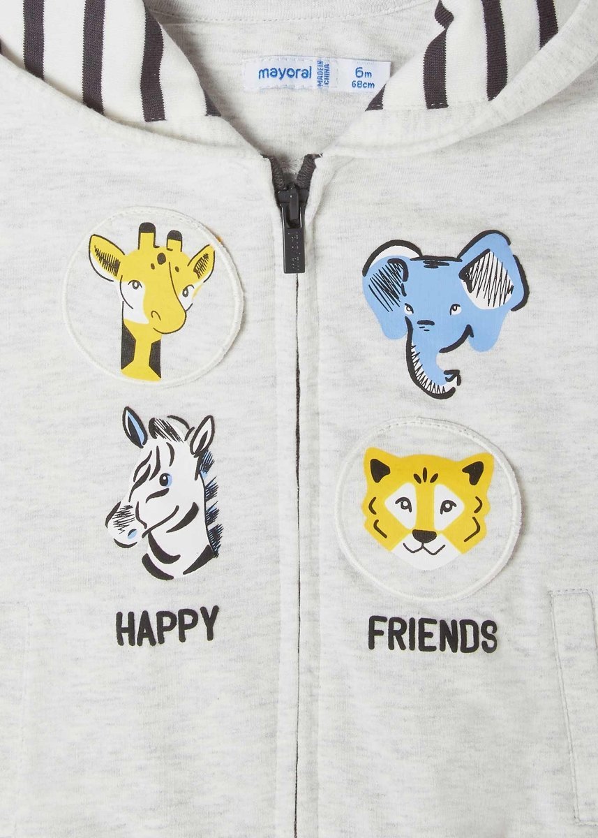 Felpa zip neonato Mayoral grigia "Safari" - ErreGiModaBimbo