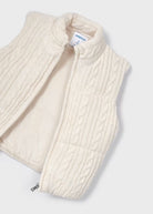 Gilet cerniera tricot intrecciato panna bambina Mayoral - ErreGiModaBimbo