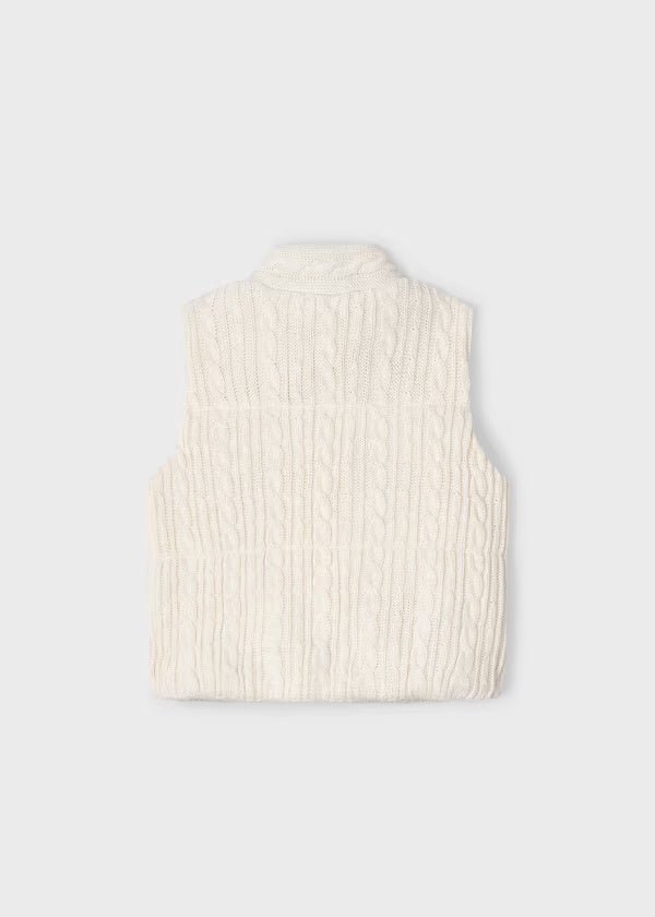Gilet cerniera tricot intrecciato panna bambina Mayoral - ErreGiModaBimbo