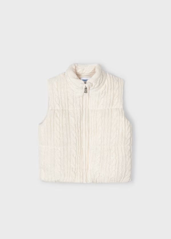 Gilet cerniera tricot intrecciato panna bambina Mayoral - ErreGiModaBimbo