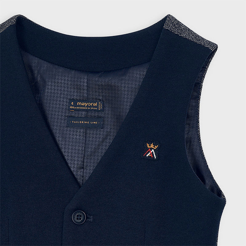 Gilet scollo V bambino tessuto di punto blu e grigio - ErreGiModaBimbo