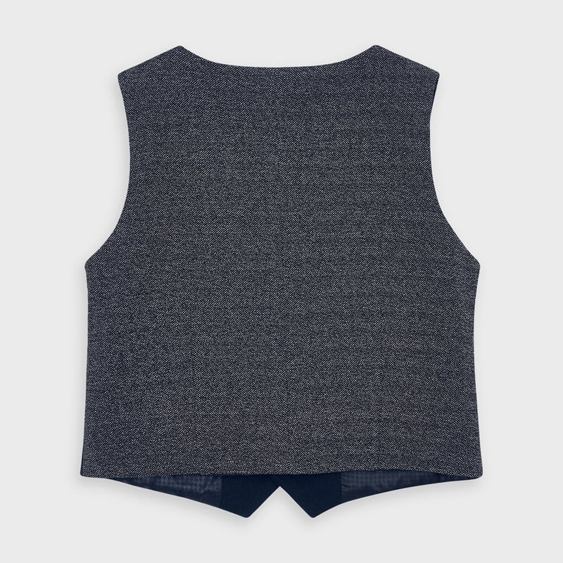 Gilet scollo V bambino tessuto di punto blu e grigio - ErreGiModaBimbo