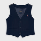 Gilet scollo V bambino tessuto di punto blu e grigio - ErreGiModaBimbo