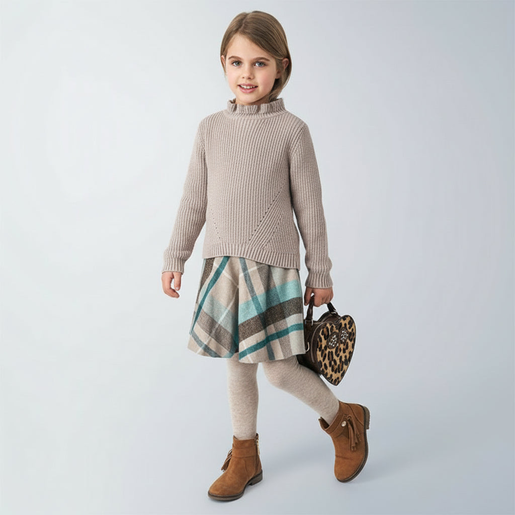 Gonna bambina Mayoral in panno a quadri in lurex Verde - ErreGiModaBimbo