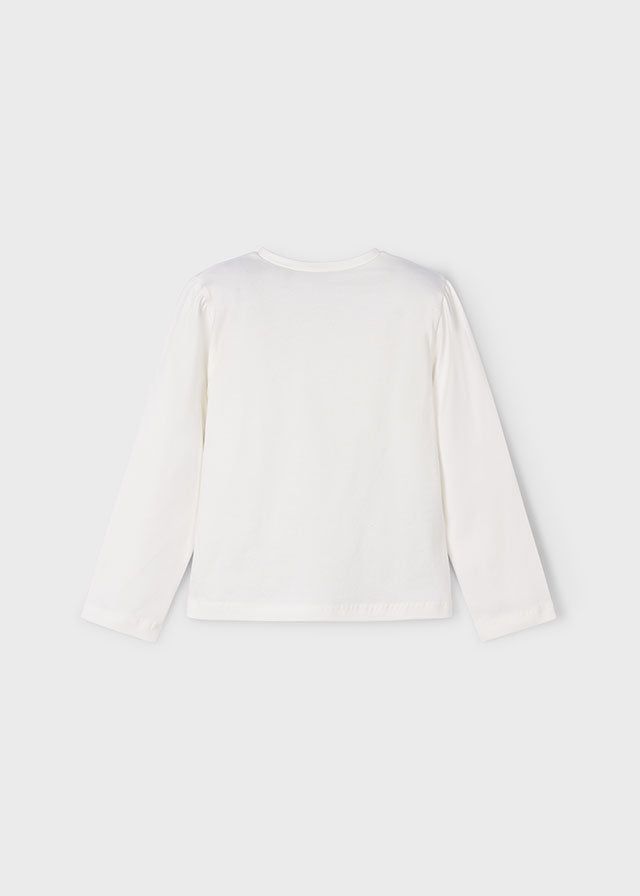 Maglietta bambina Mayoral bambole pailletes panna e blu marino Mayoral 2 Anni 92cm