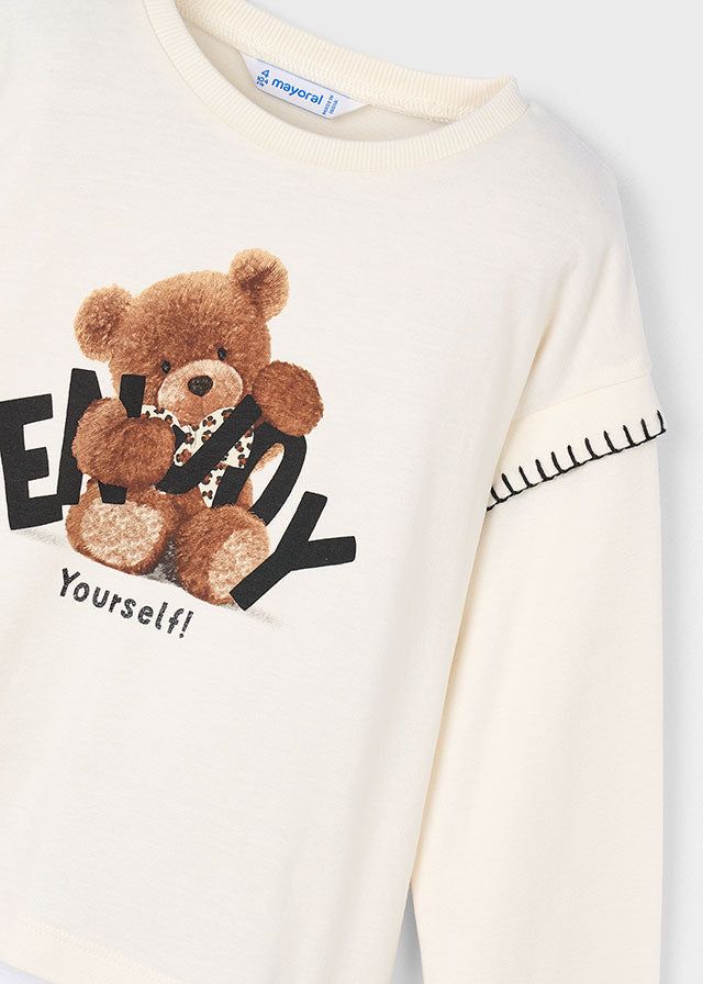 Maglietta bambina Mayoral TEDDY yourself panna Mayoral 2 Anni 92cm