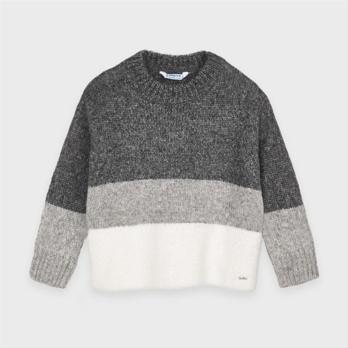 Maglione bambina Mayoral trama righe grigie - ErreGiModaBimbo