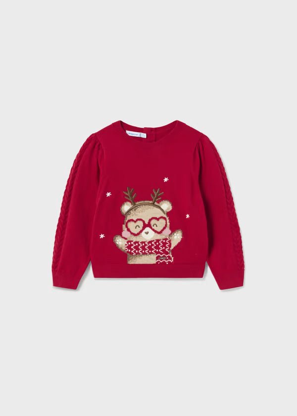 Maglione jacquard neonata Mayoral rosso renna - ErreGiModaBimbo