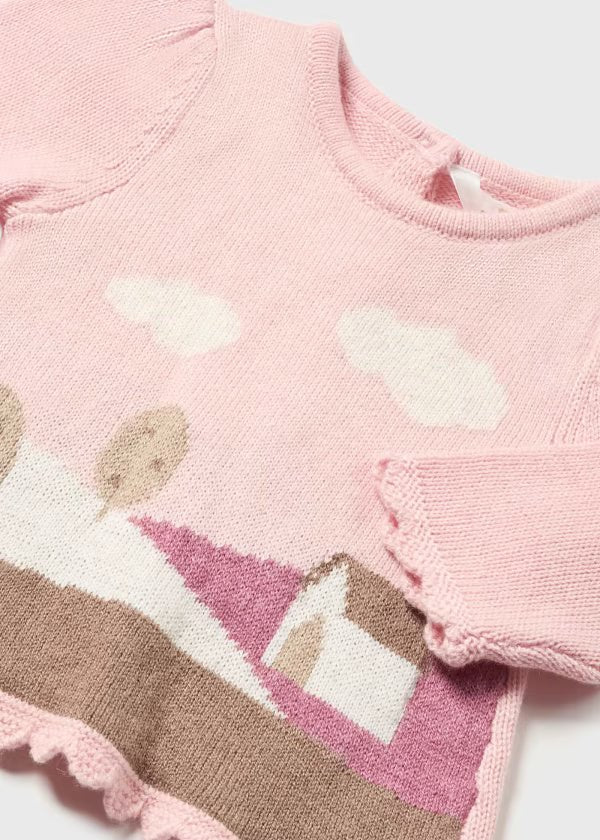 Maglione jacquard paesaggio rosa neonata Mayoral Newborn - ErreGiModaBimbo