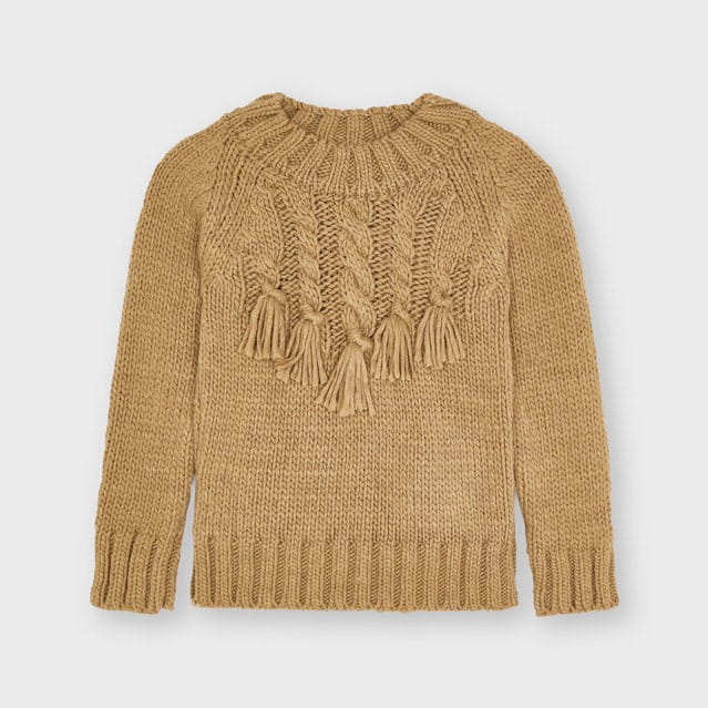 Maglione jersey treccie nocciola bambina Mayoral - ErreGiModaBimbo