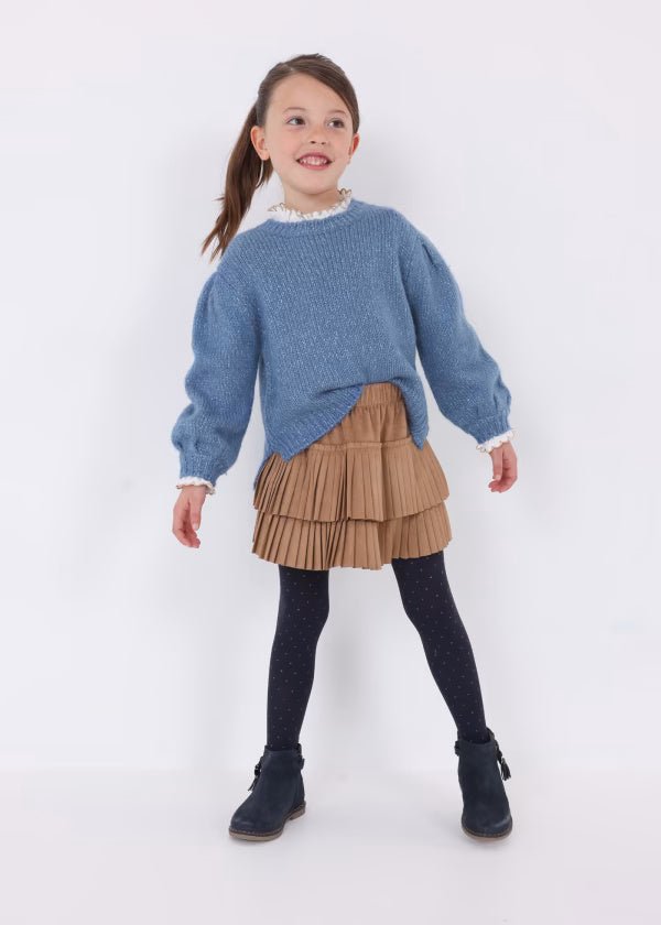 Maglione lustrini bambina Mayoral tinta unita indaco - ErreGiModaBimbo