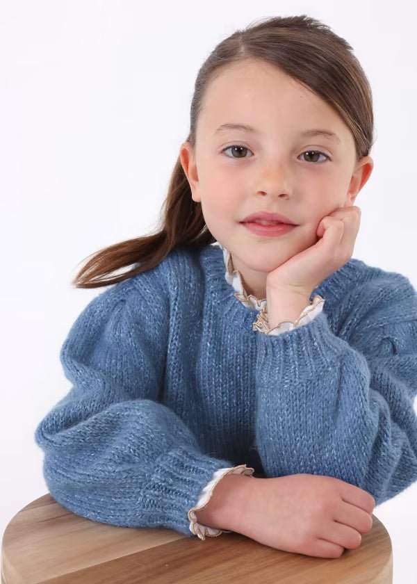 Maglione lustrini bambina Mayoral tinta unita indaco - ErreGiModaBimbo