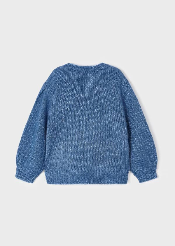 Maglione lustrini bambina Mayoral tinta unita indaco - ErreGiModaBimbo