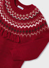 Maglione maglia jacquard dettaglio frange bambina Mayoral rosso - ErreGiModaBimbo