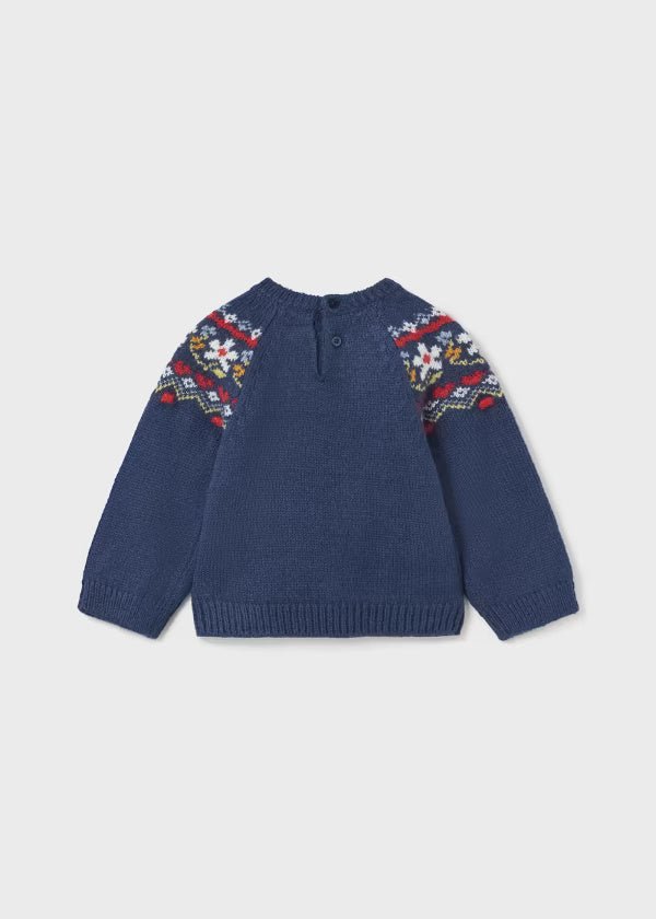 Maglione neonata Mayoral blu fantasia in jacquard - ErreGiModaBimbo