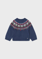 Maglione neonata Mayoral blu fantasia in jacquard - ErreGiModaBimbo