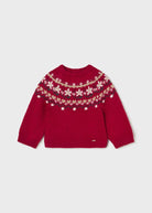 Maglione neonata Mayoral rosso fantasia in jacquard - ErreGiModaBimbo