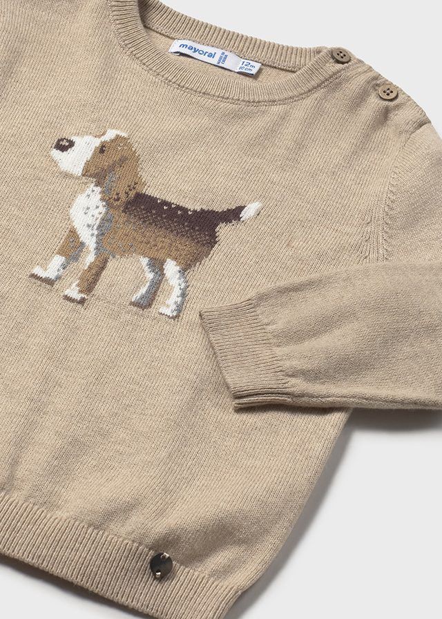 Maglione neonato Mayoral motivo intarsio Cane beige Mayoral 6 Mesi 68cm
