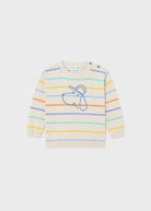 Maglione resco cotone neonato Mayoral beige righe riacamata - ErreGiModaBimbo