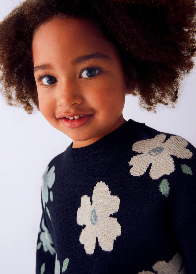 Maglione viscosa jacquard bambina Mayoral blu floreale Mayoral 2 Anni 92cm