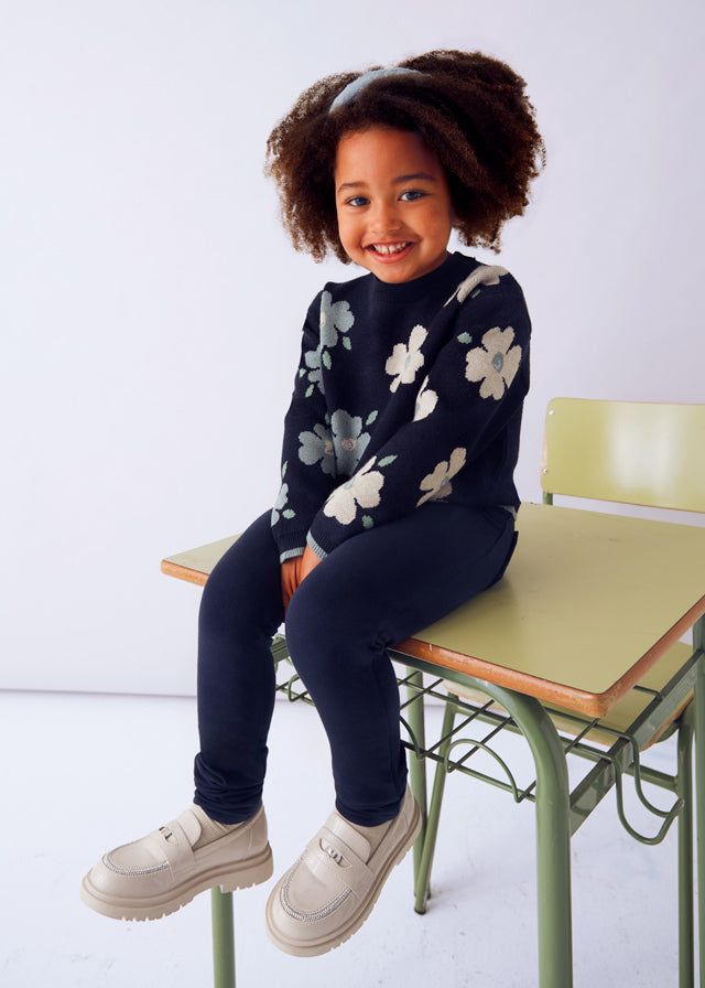 Maglione viscosa jacquard bambina Mayoral blu floreale Mayoral 2 Anni 92cm