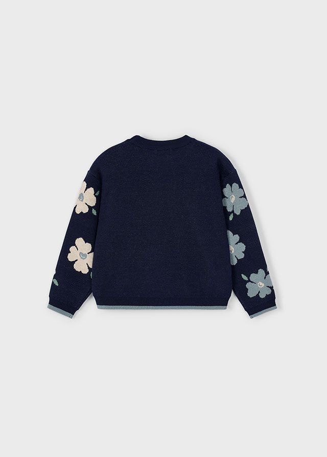 Maglione viscosa jacquard bambina Mayoral blu floreale Mayoral 2 Anni 92cm