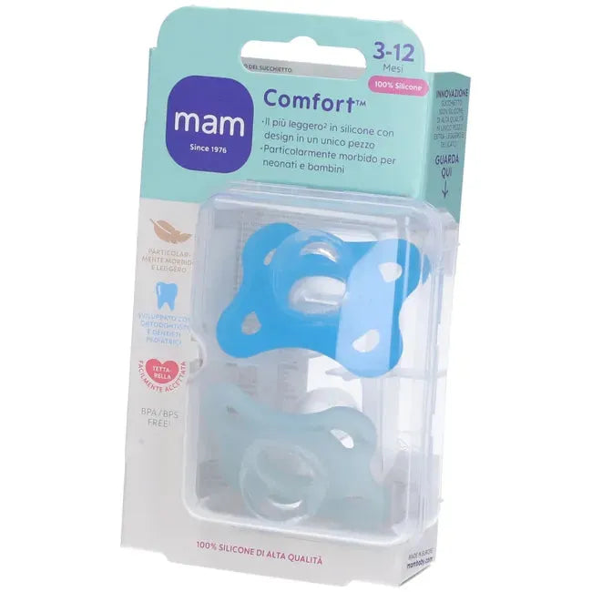 Succhietto silicone MAM Comfort 3-12 mesi in confezione