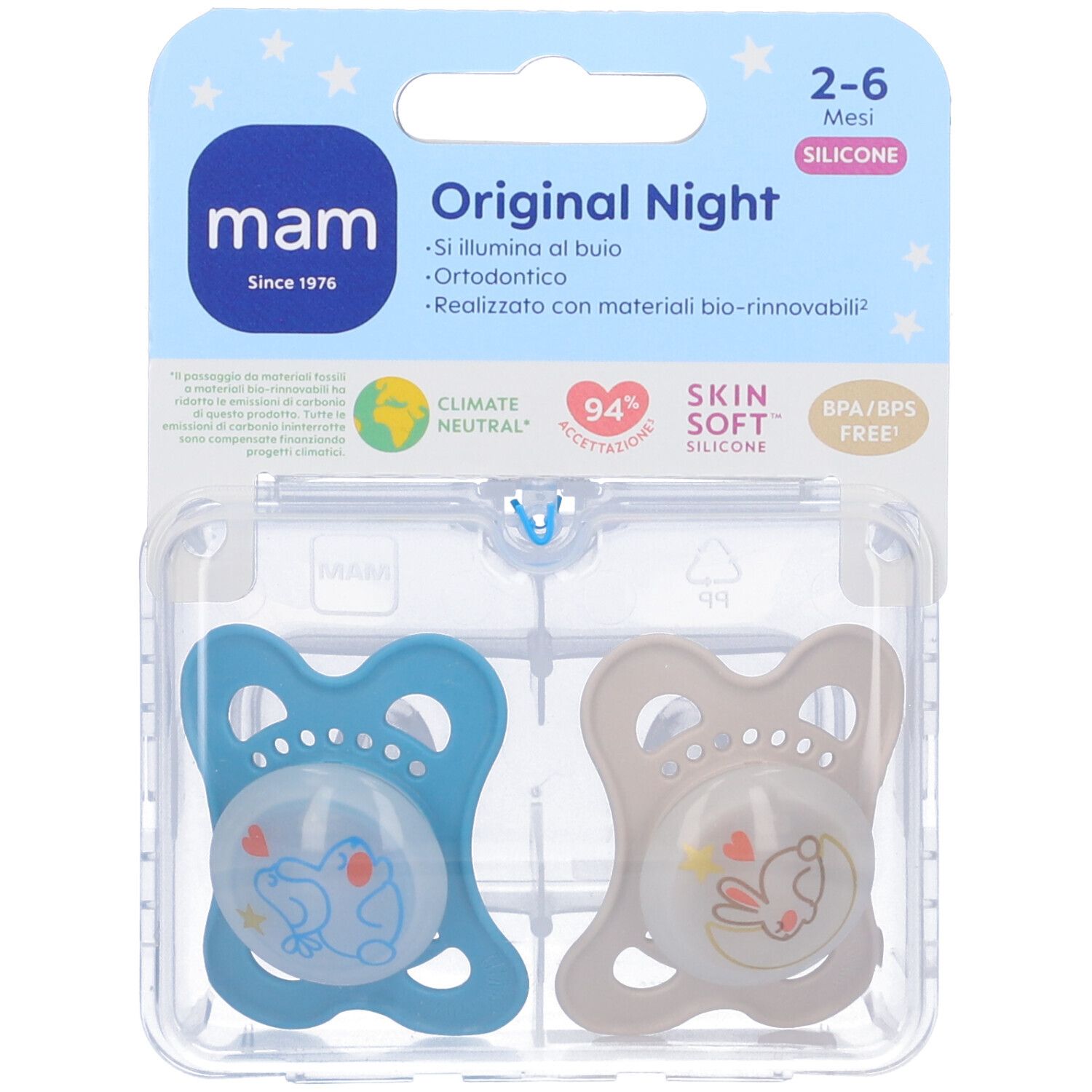Set di ciucci brillano al buio per bambini 2-6 mesi
