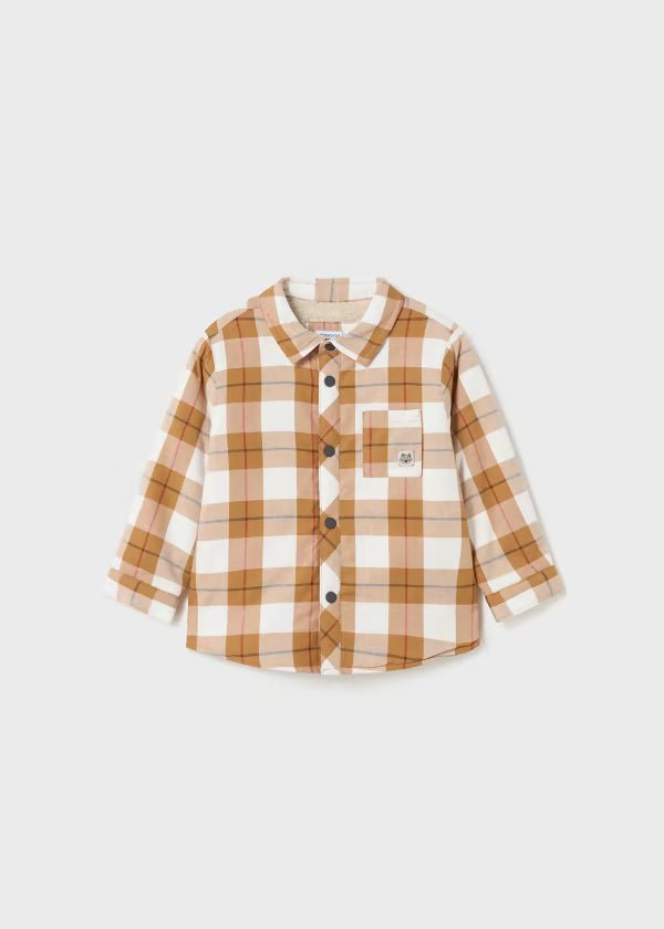 Overshirt foderata neonato Mayoral imbottita fantasia quadri arachide - ErreGiModaBimbo