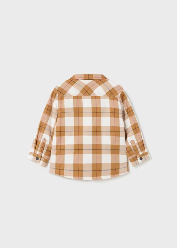 Overshirt foderata neonato Mayoral imbottita fantasia quadri arachide - ErreGiModaBimbo