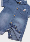 Pagliaccetto denim in cotone sostenibile neonato Mayoral Newborn jeans - ErreGiModaBimbo