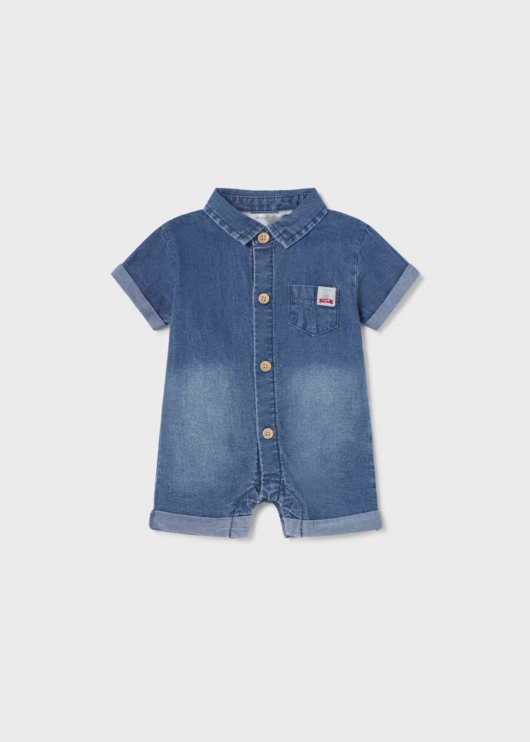 Pagliaccetto denim in cotone sostenibile neonato Mayoral Newborn jeans - ErreGiModaBimbo