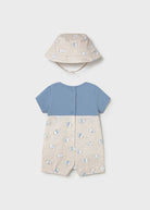 Pagliaccetto finta salopette con cappello neonato Mayoral Newborn elefanti tortora Mayoral 0-1 Mesi 55cm