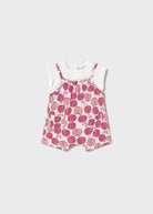 Pagliaccetto finta salopette neonata Mayoral Newborn color fragola stampa mele Mayoral Fragola