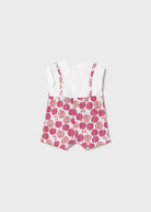Pagliaccetto finta salopette neonata Mayoral Newborn color fragola stampa mele Mayoral Fragola
