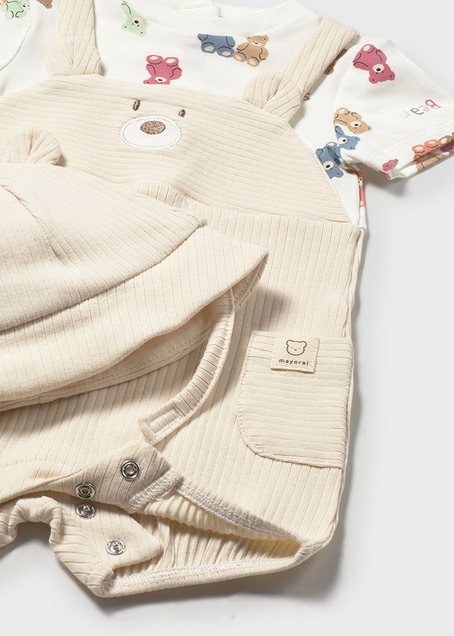 Pagliaccetto finta salopette neonato Mayoral Newborn beige orsetti Mayoral 0-1 Mesi 55cm