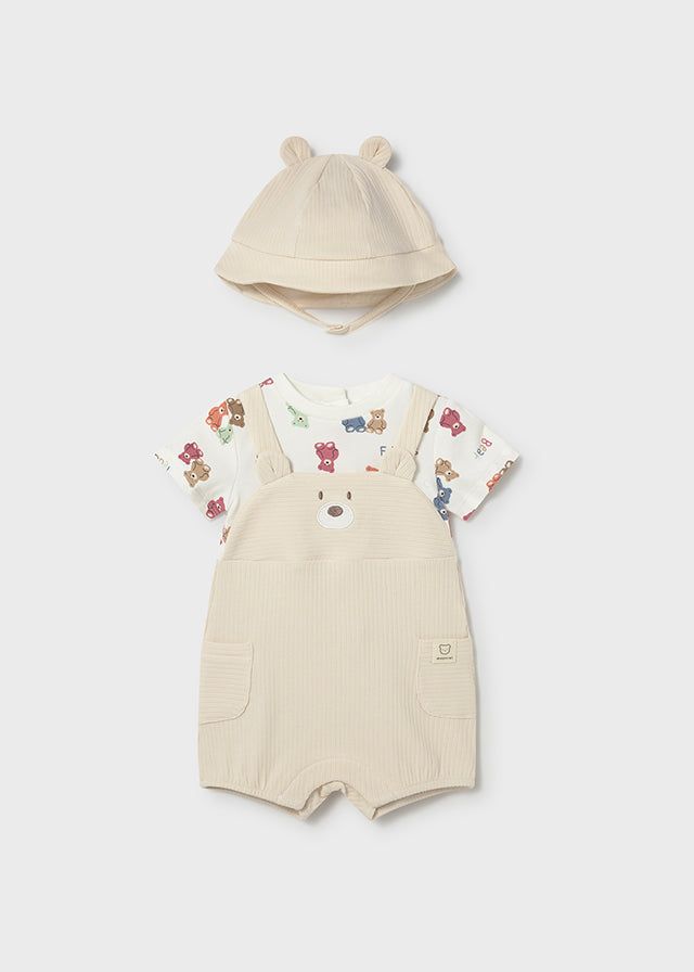 Pagliaccetto finta salopette neonato Mayoral Newborn beige orsetti Mayoral 0-1 Mesi 55cm