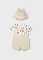 Pagliaccetto finta salopette neonato Mayoral Newborn beige orsetti Mayoral 0-1 Mesi 55cm