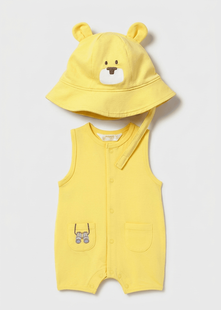 Pagliaccetto smanicato con cappello neonato Mayoral Newborn giallo Mayoral 0-1 Mesi 55cm