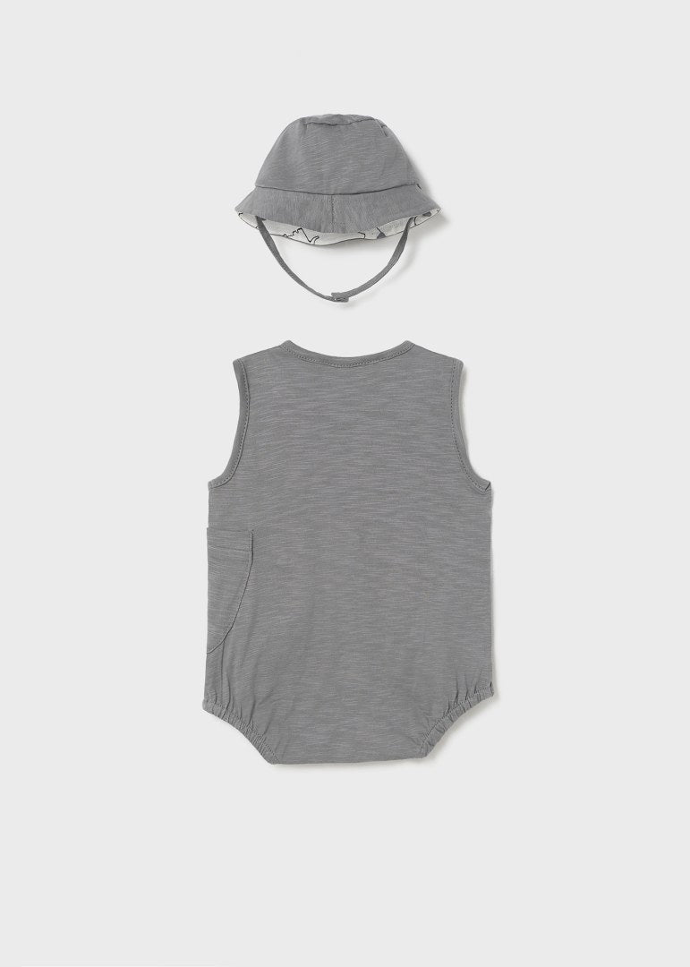 Pagliaccetto smanicato con cappello neonato Mayoral Newborn grigio - ErreGiModaBimbo