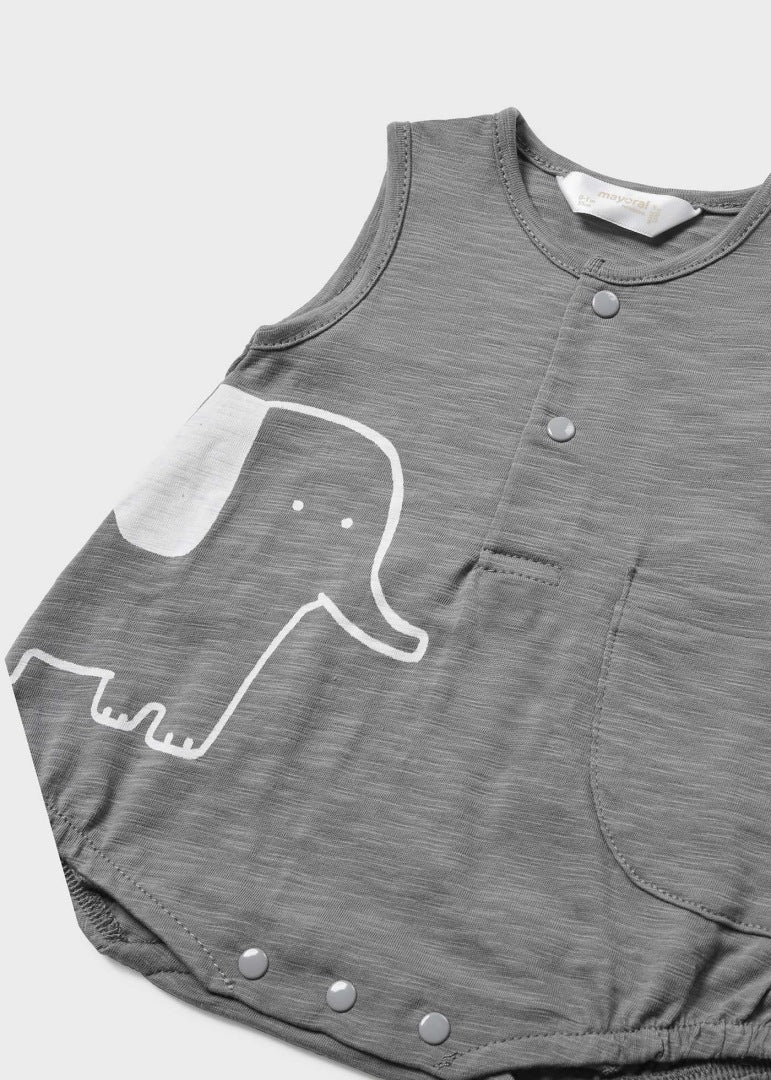 Pagliaccetto smanicato con cappello neonato Mayoral Newborn grigio - ErreGiModaBimbo