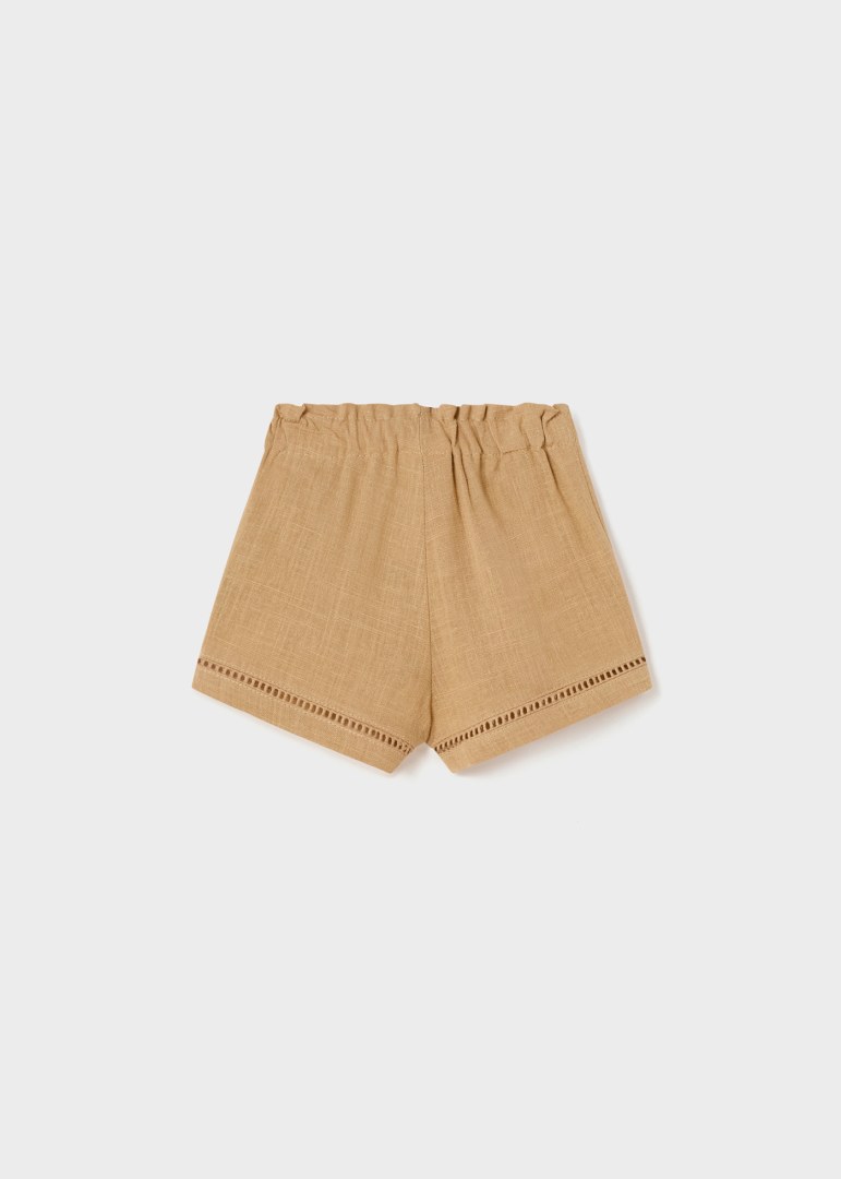 Pantalocino corto neonata Mayoral in lino caramello - ErreGiModaBimbo
