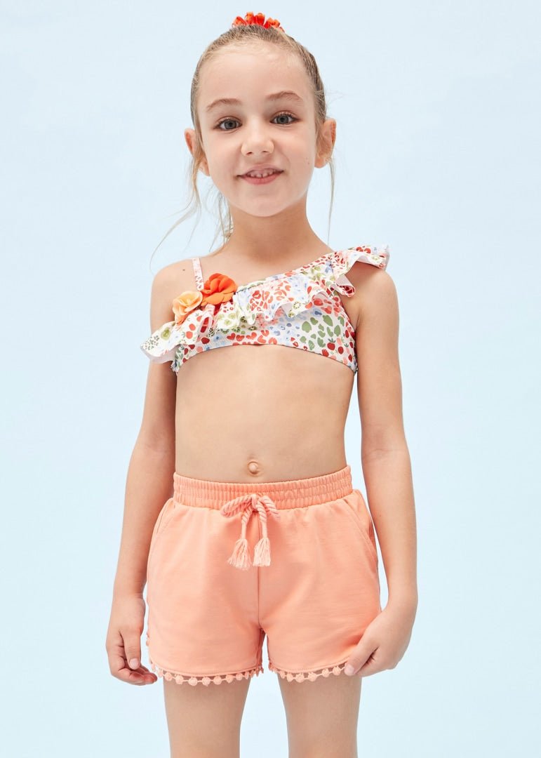 Pantaloncino bambina Mayoral cotone sostenibile pesca - ErreGiModaBimbo