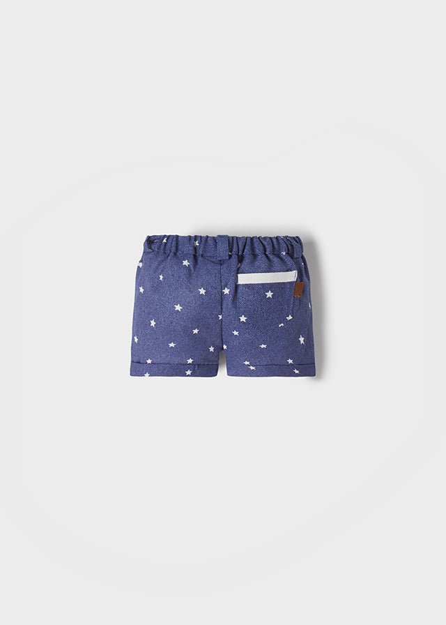 Pantaloncino corto lino blu stellato neonato Mayoral Newborn - ErreGiModaBimbo