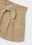 Pantaloncino morbido bambina Mayoral fiocco TENCEL™ Lyocell Tortora - ErreGiModaBimbo