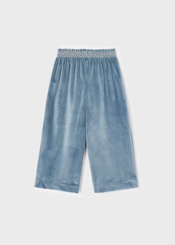 Pantalone cropped bambina Mayoral velluto azzurro - ErreGiModaBimbo