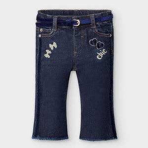 Pantalone jeans neonata Mayoral a zampa con cintura velluto - ErreGiModaBimbo